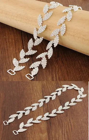 Cinto Folhas de Strass Prata para Vestido de Festa