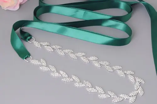Cinto Folhas de Strass Prata para Vestido de Festa