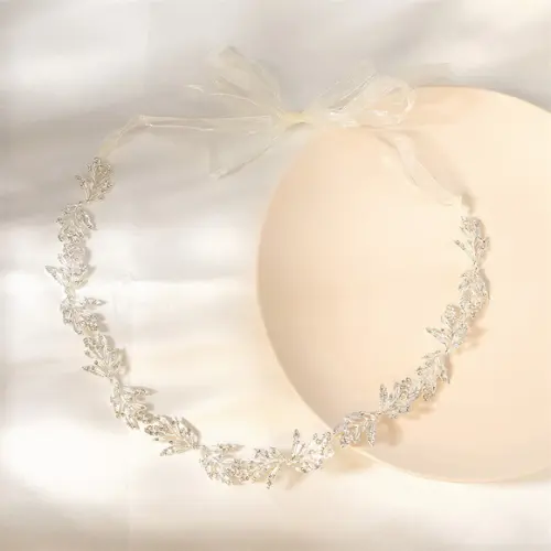 Cinto Folhas de Strass Prata para Vestido de Festa