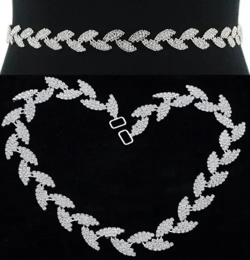 Cinto Folhas de Strass Prata para Vestido de Festa