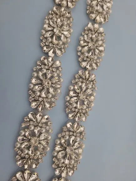 Cinto Prata com Strass e Pérolas