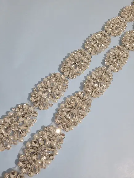 Cinto Prata com Strass e Pérolas