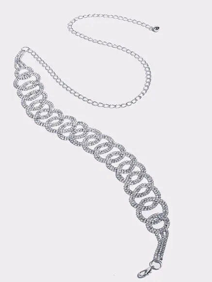 Cinto Prata com Strass Entrelaces