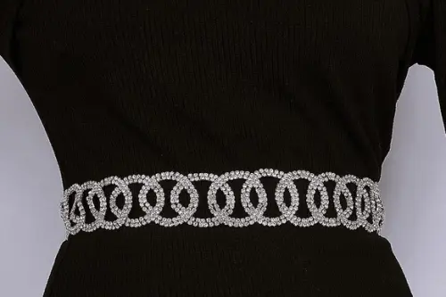 Cinto Prata com Strass Entrelaces