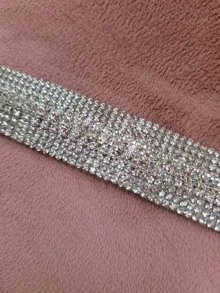 Cinto Prata de Strass Delicado - 1,20m