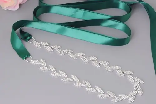 Cinto Prata de Strass Folhas