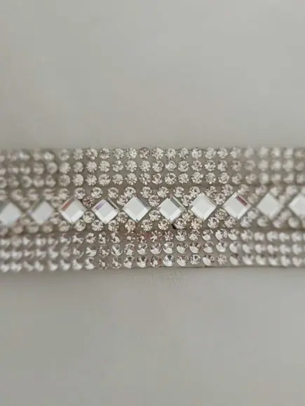 Cinto Prata de Strass Losangos- Várias Cores de Fita.
