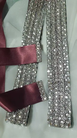 Cinto Prata Largo Inteiro de Strass Várias Cores Fita