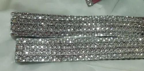 Cinto Prata Largo Inteiro de Strass Várias Cores Fita