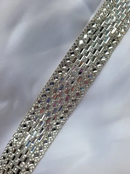Cinto Prata Luxo com Strass Cintura Toda (até 90cm)