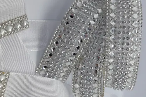 Cinto Prateado com Strass e Mini Espelhos Cintura Toda