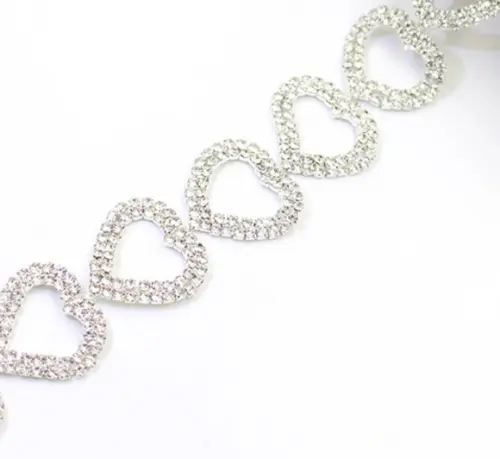 Cinto Renda De Corações Em Strass 90cm