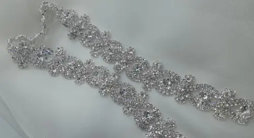 Cinto Renda de Strass Prata - Aplique 60cm