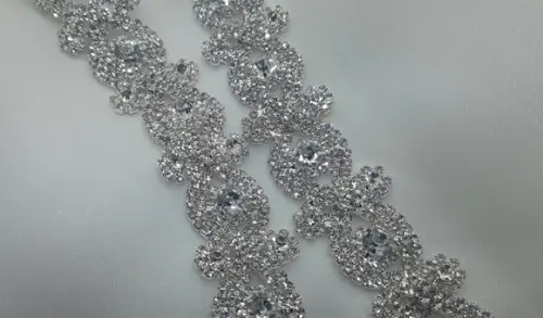 Cinto Renda de Strass Prata - Aplique 60cm