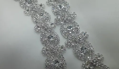 Cinto Renda de Strass Prata - Aplique 60cm