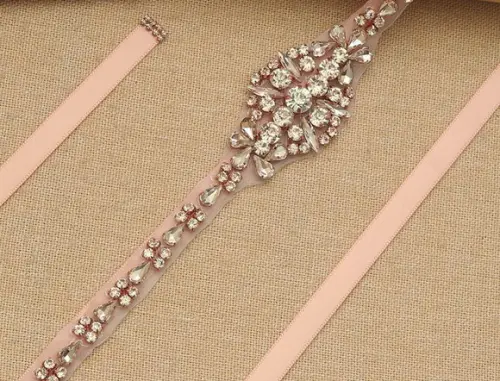 Cinto Rosé de Strass para Vestido de Festa ou de Noiva