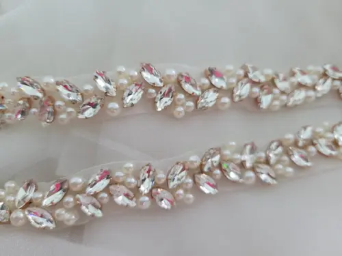 Cinto Rose Gold Bordado com Pedras e Pérolas