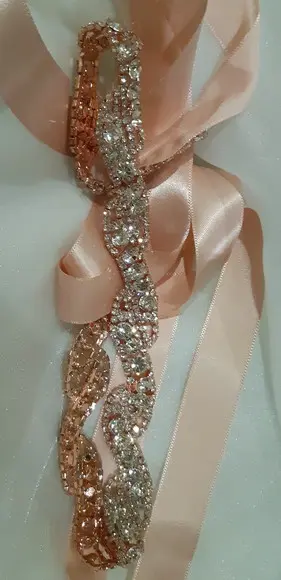 Cinto Rosé Gold de Strass Trançado