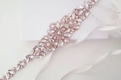 Cinto Rosé Gold Grande de Strass e Pérolas