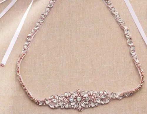 Cinto Rosé Gold Grande de Strass e Pérolas