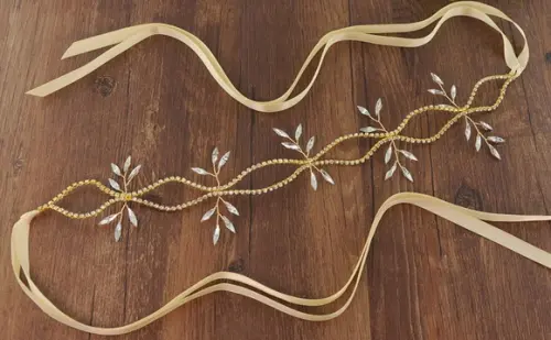 Cinto strass flores delicadas dourado