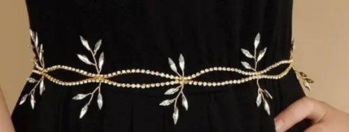 Cinto strass flores delicadas dourado