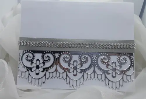 Convite Completo Branco e Prata com Strass