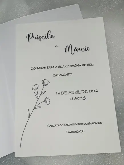 Convite Branco Perolado com Renda Incluindo Impressão