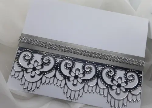 Convite Completo Branco e Prata com Strass