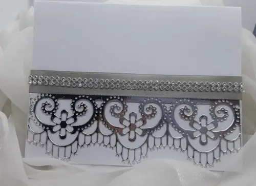 Convite Completo Branco e Prata com Strass