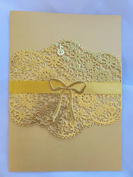 Convite Dourado com Renda Completo c/ Arte e Impressão