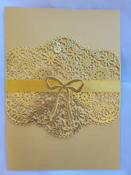 Convite Dourado com Renda Completo c/ Arte e Impressão