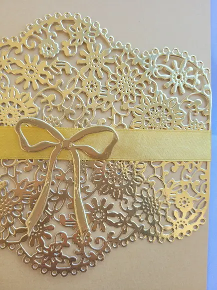 Convite Dourado com Renda Completo c/ Arte e Impressão