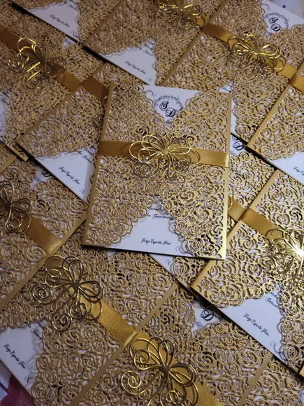 Convite Dourado Perola, Incluindo Impressão E Arte