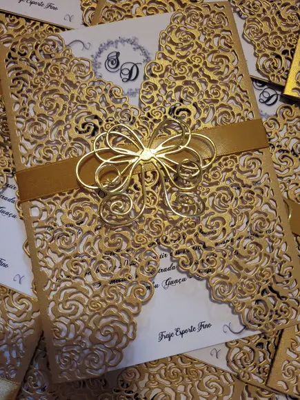 Convite Dourado Perola, Incluindo Impressão E Arte
