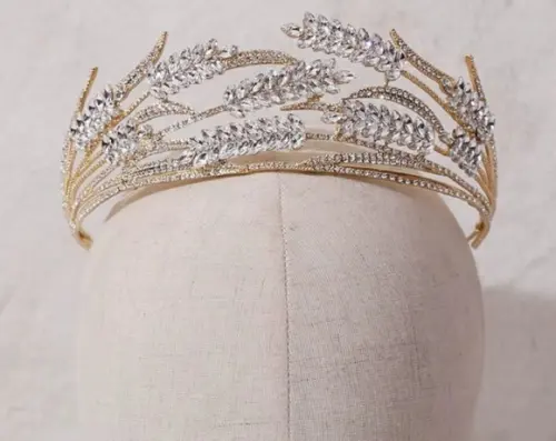 Coroa Tiara de Pedraria Folhas de Trigo
