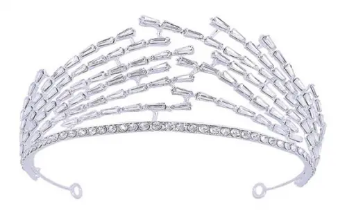 Coroa Tiara luxo de strass prata ou dourada