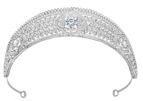 Coroa Tiara Rendada de Strass prata