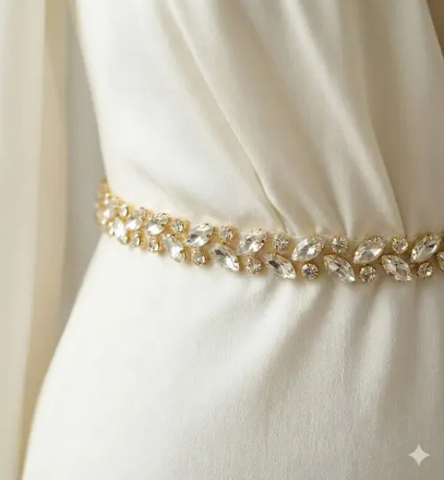 Corrente de Strass Folhas 90cm para Aplique