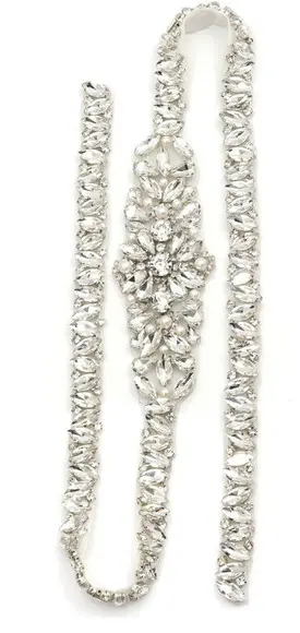 Kit Cinto e Dois Apliques de Strass com Pérolas Prata