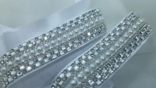 Kit Cinto e Acessório para Cabelo Strass com Pérolas Prata