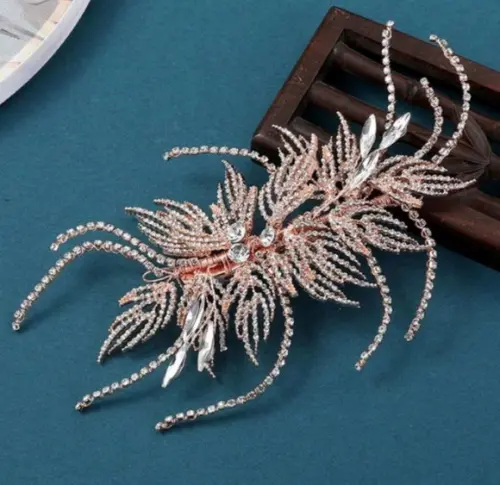 Presilha com Aplique Flores de Strass para Cabelo
