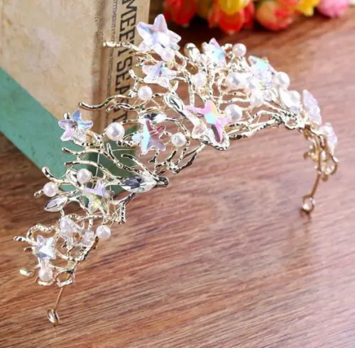 Tiara luxo cristal para casamento na praia