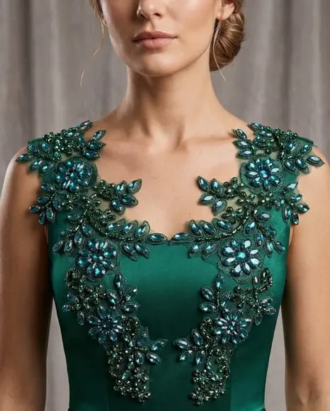 Aplique Bordado com Strass Cor Verde