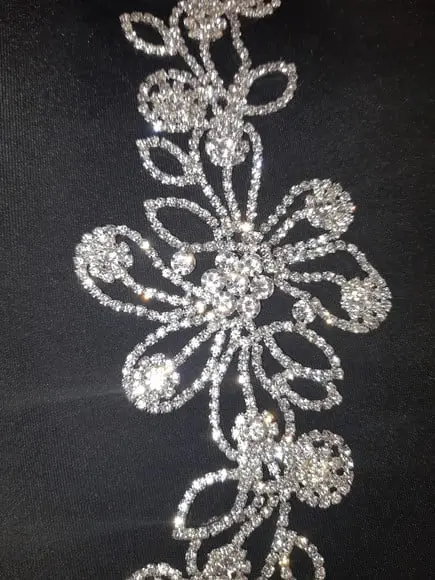 Aplique de strass Flores e folhas cor prata