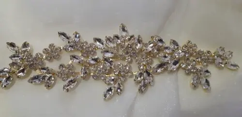 Aplique Folhas de Strass Dourado