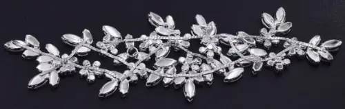 Aplique Folhas de Strass Prata