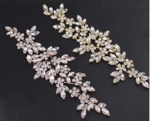 Aplique Folhas de Strass Prata