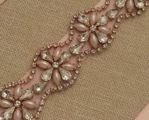 Aplique Rosé Gold De Strass E Pérolas