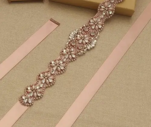 Aplique Rosé Gold De Strass E Pérolas